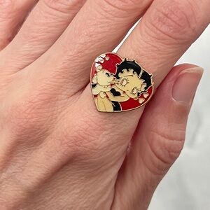 Vintage Betty Boop Heart Ring w/ Pudgy Dog, 90s Collectible